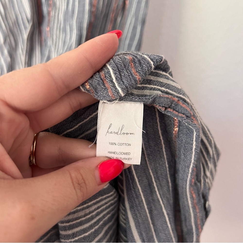 The Handloom Canggu Maxi Dress Navy with Metallic Stripes Sz S - Picture 6 of 8